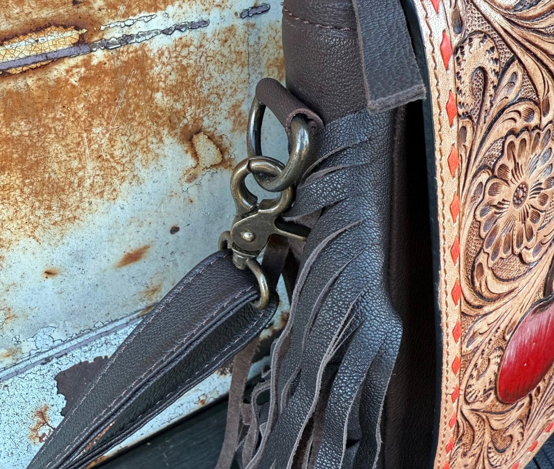 Cherry Crush Tooled Leather Purse