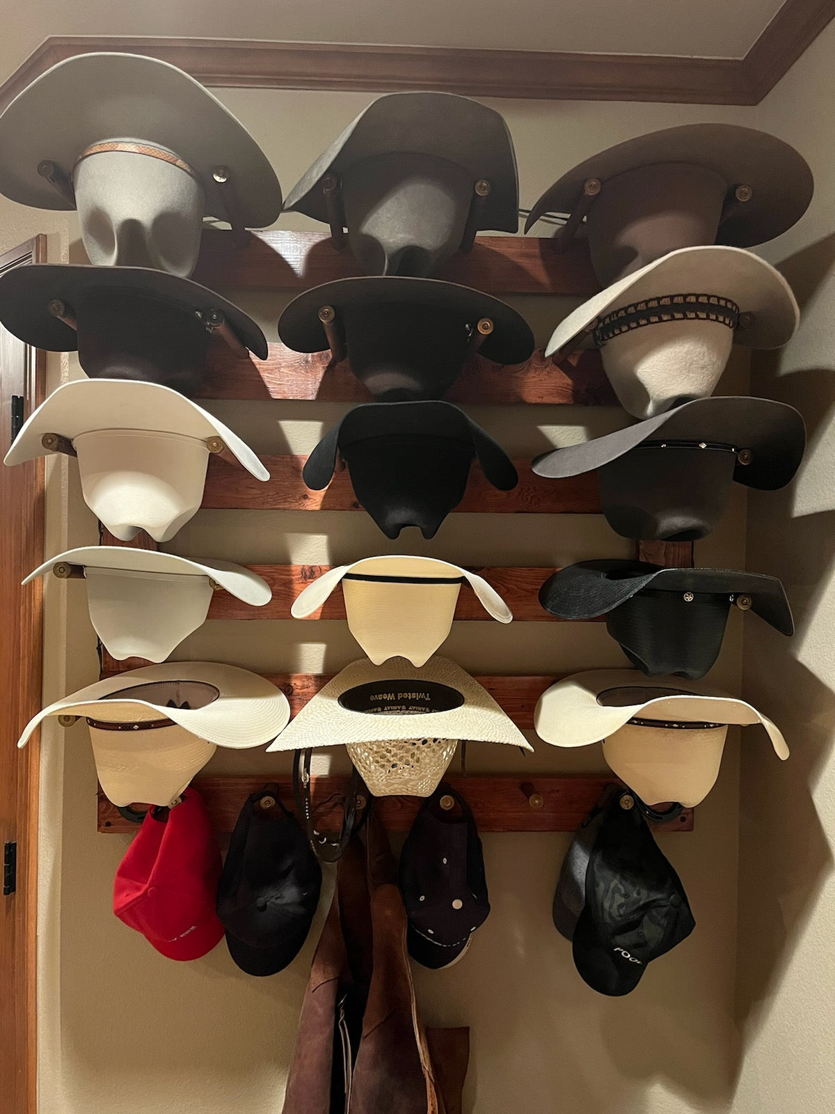 15 Cowboy Hat Rack | Cowboy Hat Holder | Rustic Western Hat Display | Handcrafted Wooden Organizer | Space-Saving Home Decor | Made in USA