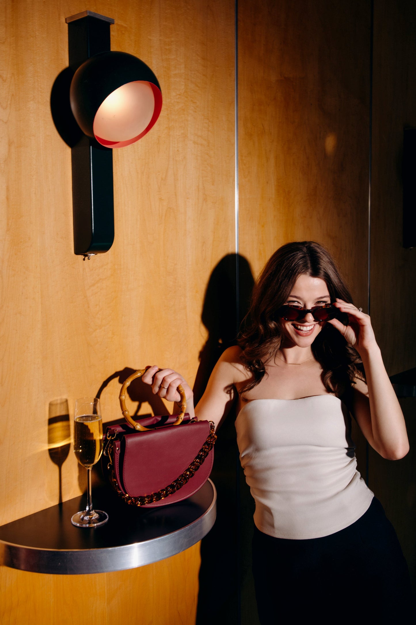 Burgundy Semi-Circle Crossbody Bag