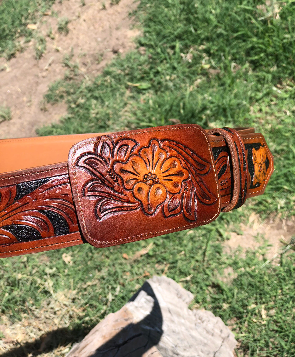 Mahogany 🧶 handtooled belt