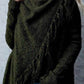 Fringe Long Sleeve Wrap Cardigan Button Fasten