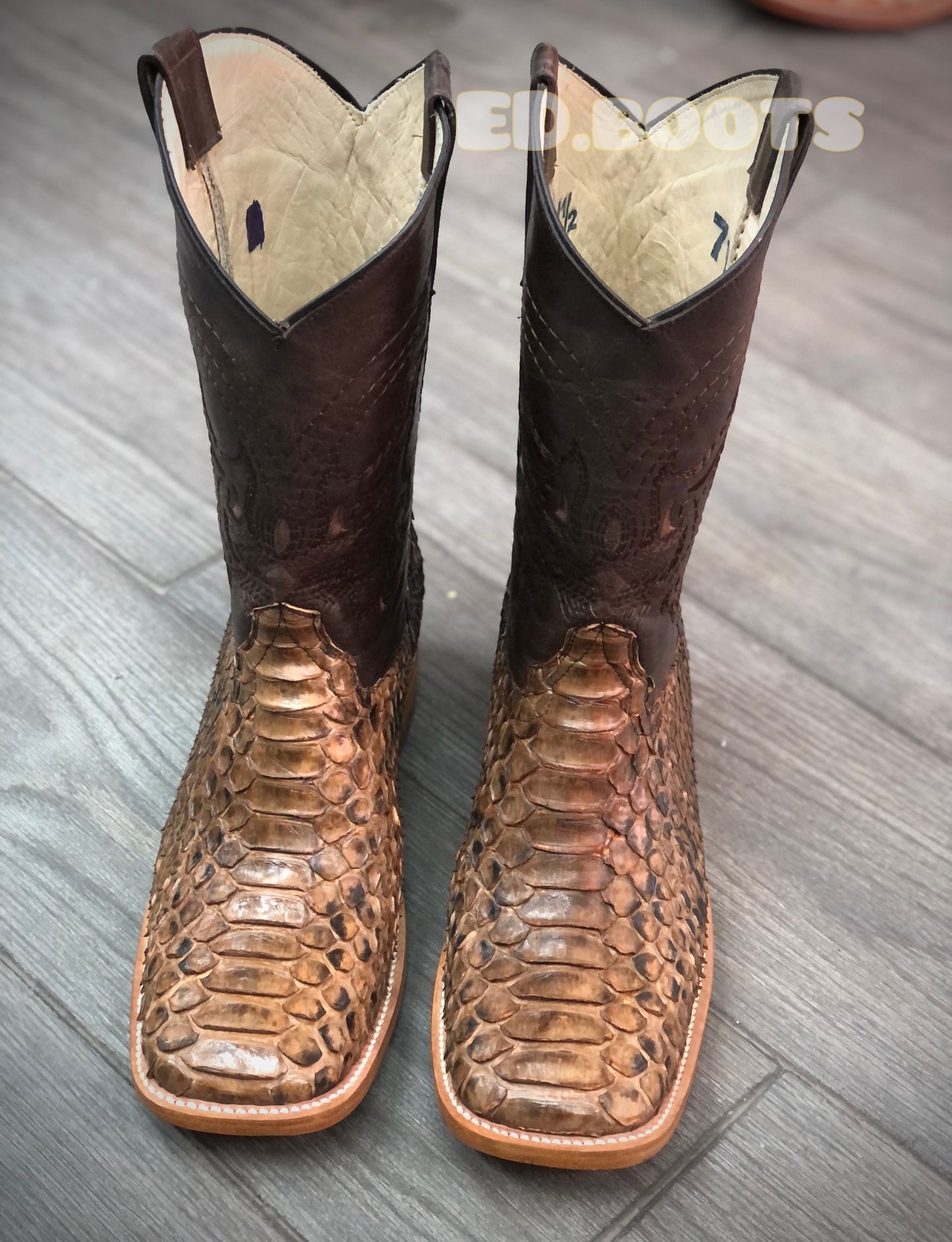 Men’s Brown python boots by ED.boots