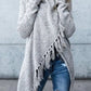 Fringe Long Sleeve Wrap Cardigan Button Fasten