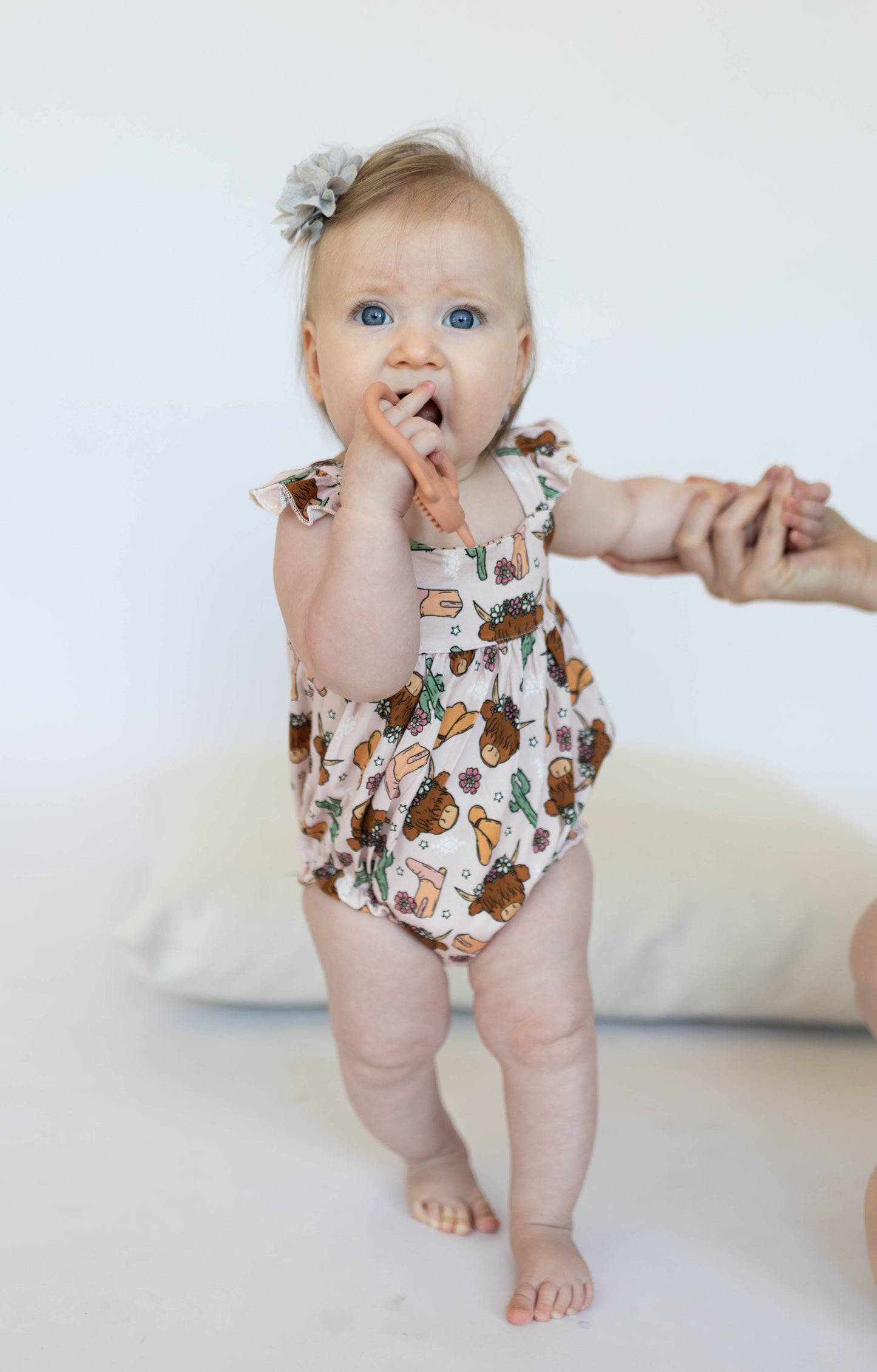Pink Highland Cow bubble romper