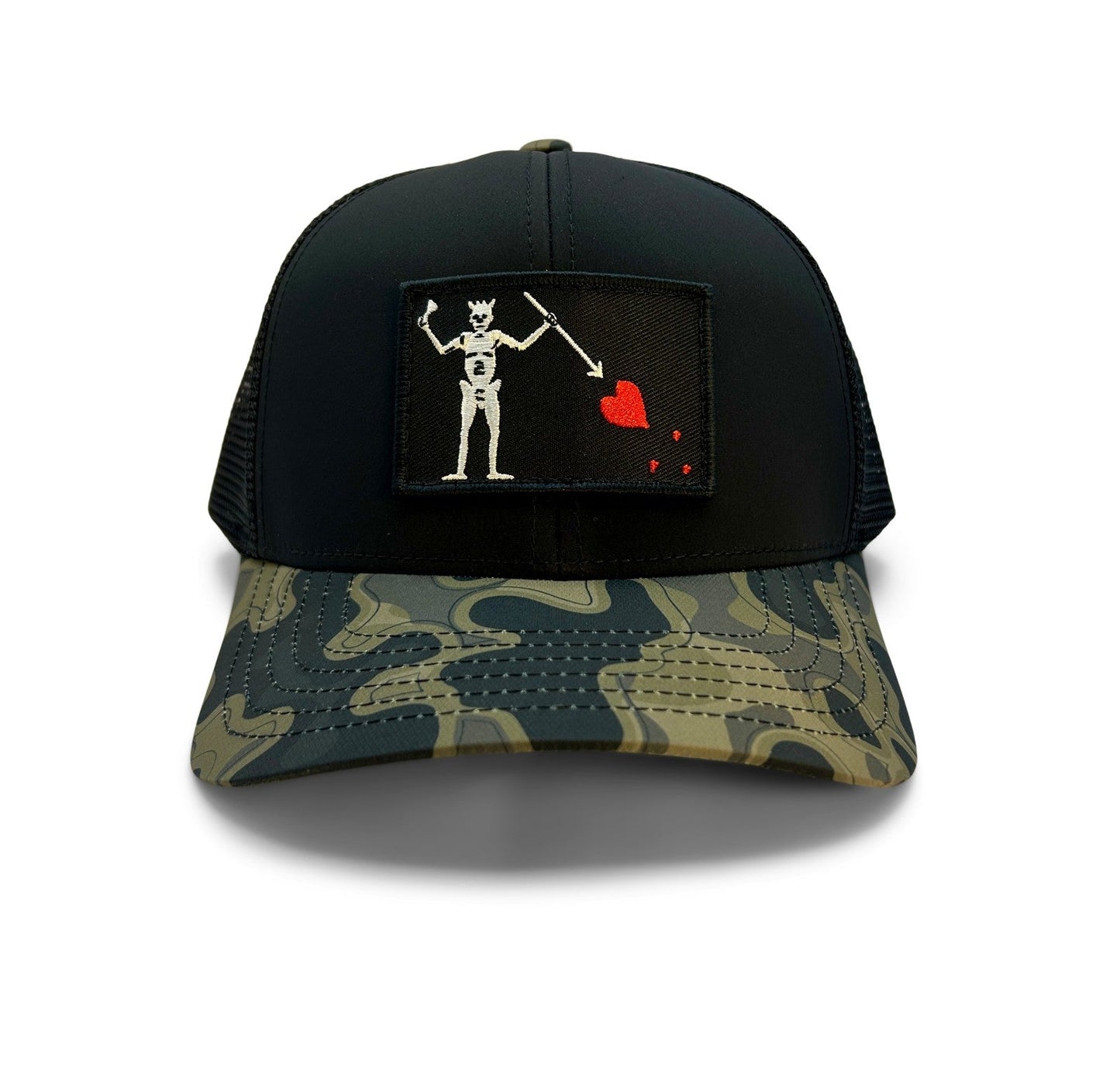 Blackbeard’s Flag Patch Hat | Sobro Waterwood Performance Mesh Hat Black Camo