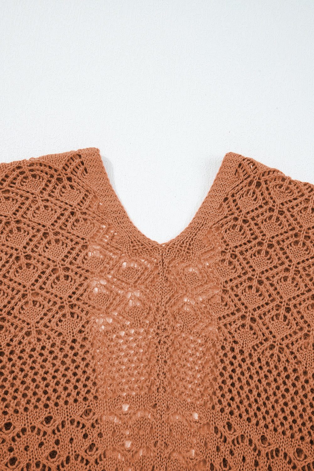 Redwood Burl Mix Pattern Hollow Knit Open Front Cardigan