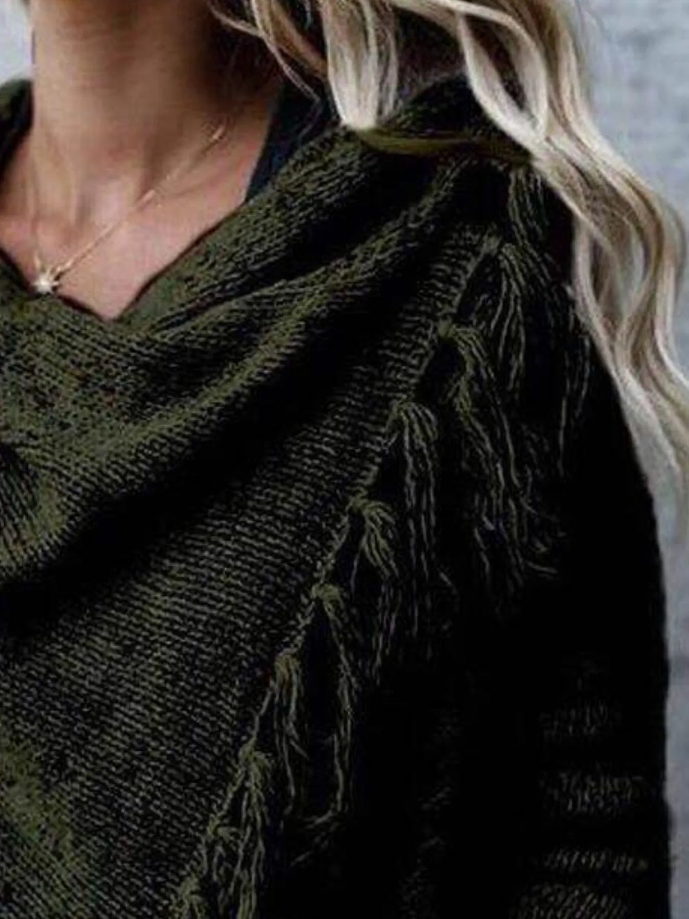 Fringe Long Sleeve Wrap Cardigan Button Fasten