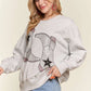 ADORA Rhinestone Accent Casual Sweatshirt in Grey