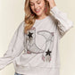 ADORA Rhinestone Accent Casual Sweatshirt in Grey