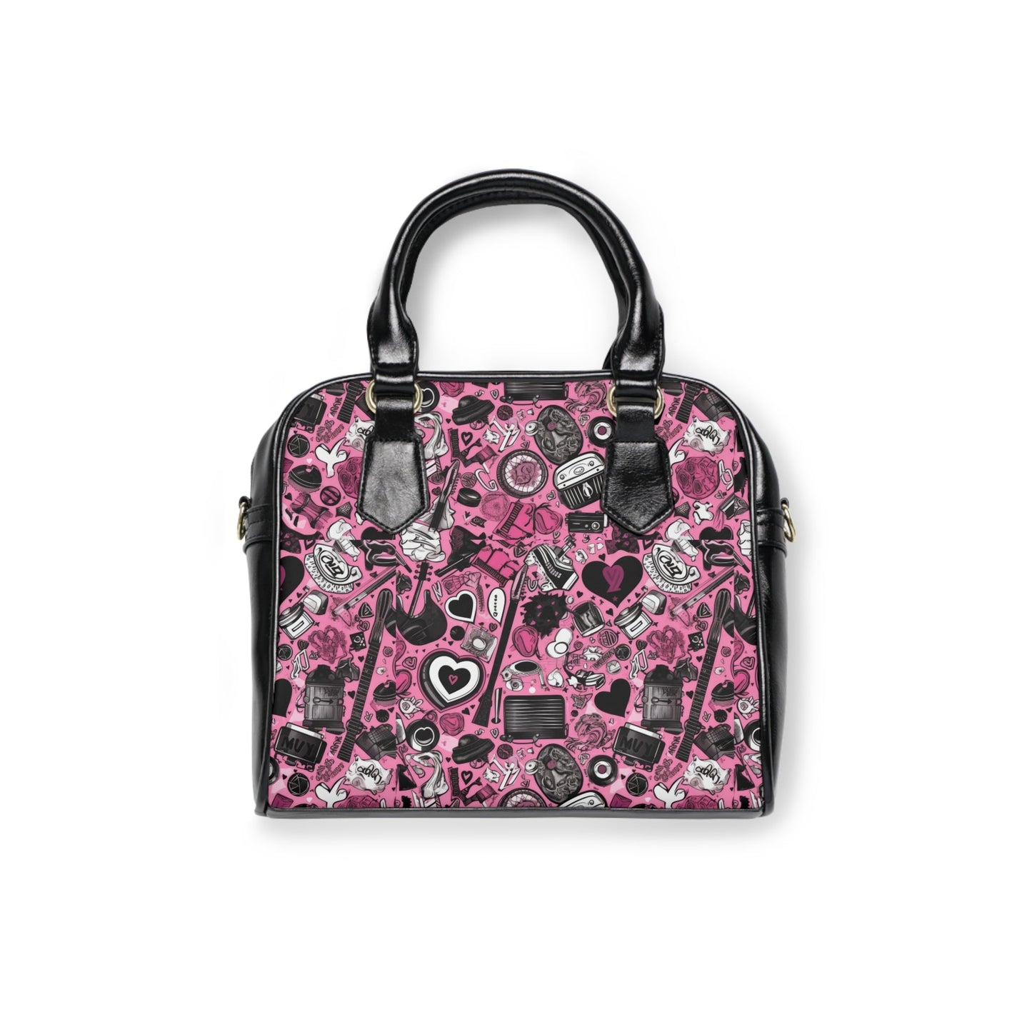 Hearts In Black Handbag