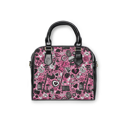 Hearts In Black Handbag