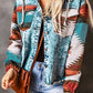 Aztec Denim Frayed Hem Jacket