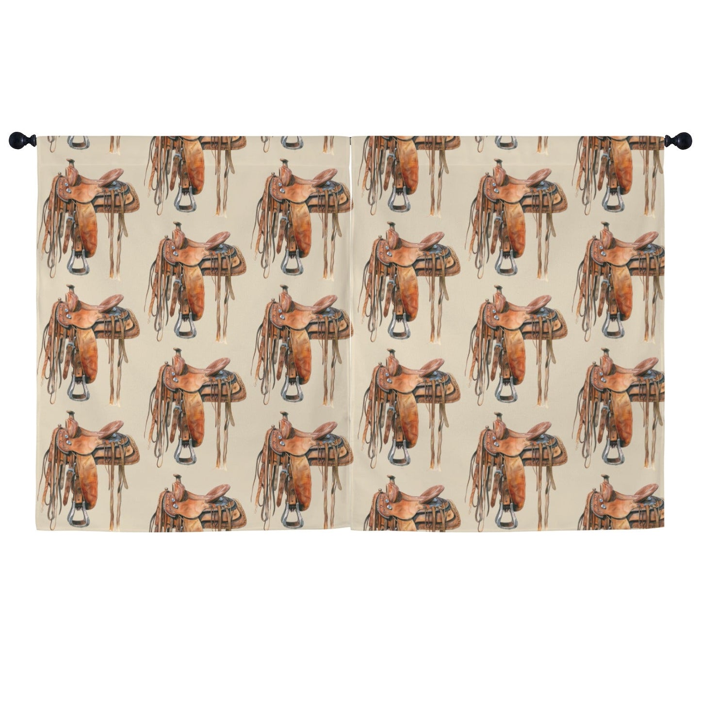 Saddle Print Window Curtain Drapes 52"x63" Made in America