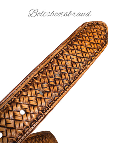 PTO handtooled belt by Boltsbootsbrand