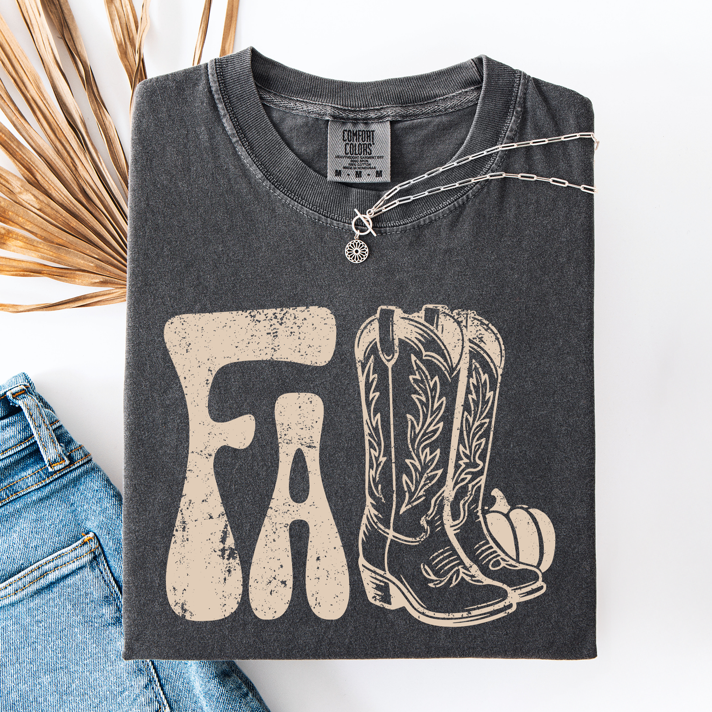 Fall Cowboy Boots, Western, Autumn, Comfort Colors T-Shirt
