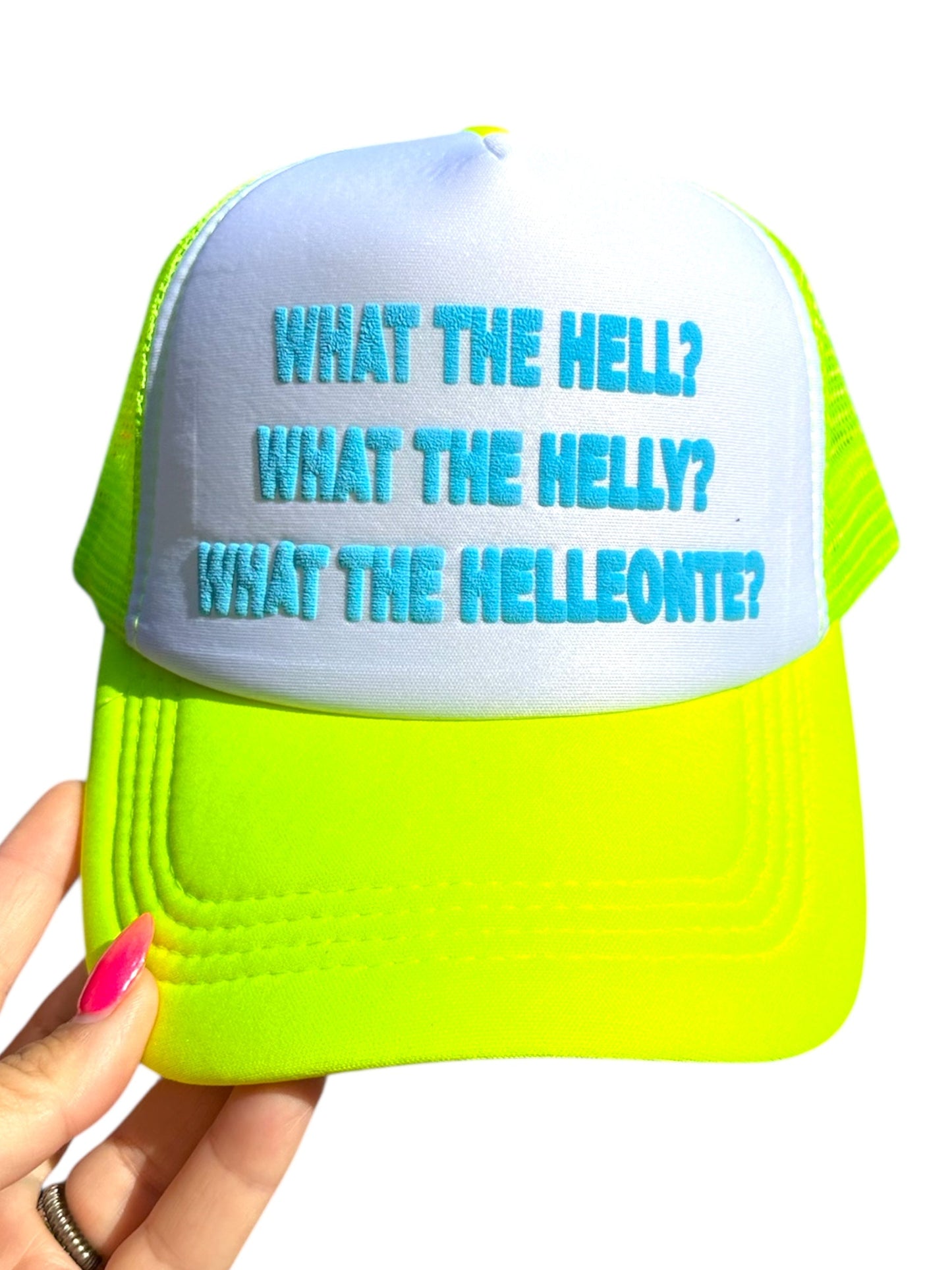 Trucker Hat - What the Helly Teal Puff