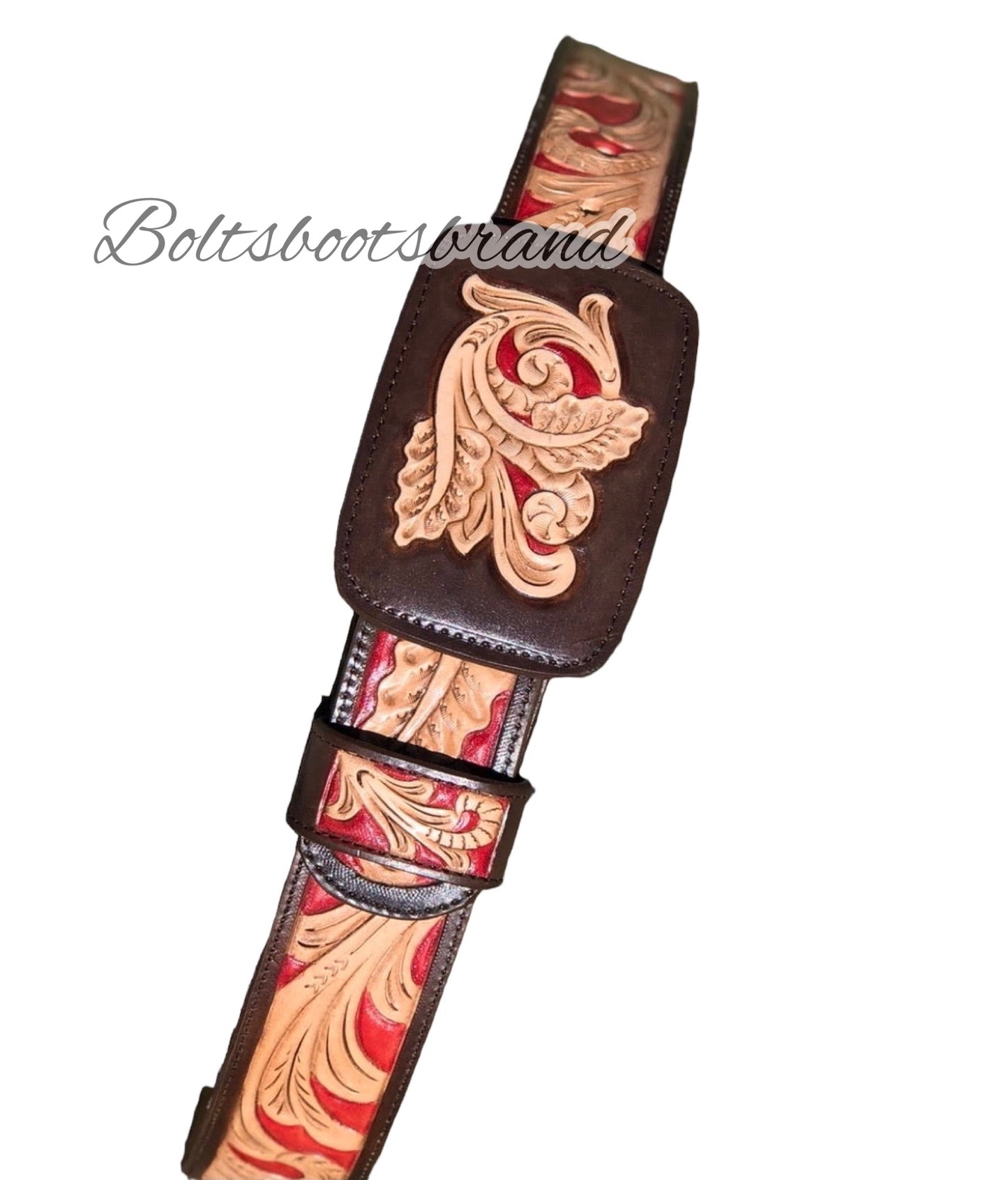 Omertà red ((handtooled belt))