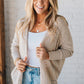 Khaki Mix Pattern Hollow Knit Open Front Cardigan