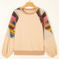 Logan Aztec Patchwork Raglan Pullover Sweatshirt