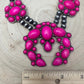 Faux Pink Squash Blossom Necklace on Double Strand Pearls -  18 inch necklace