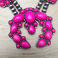 Faux Pink Squash Blossom Necklace on Double Strand Pearls -  18 inch necklace