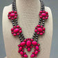 Faux Pink Squash Blossom Necklace on Double Strand Pearls -  18 inch necklace