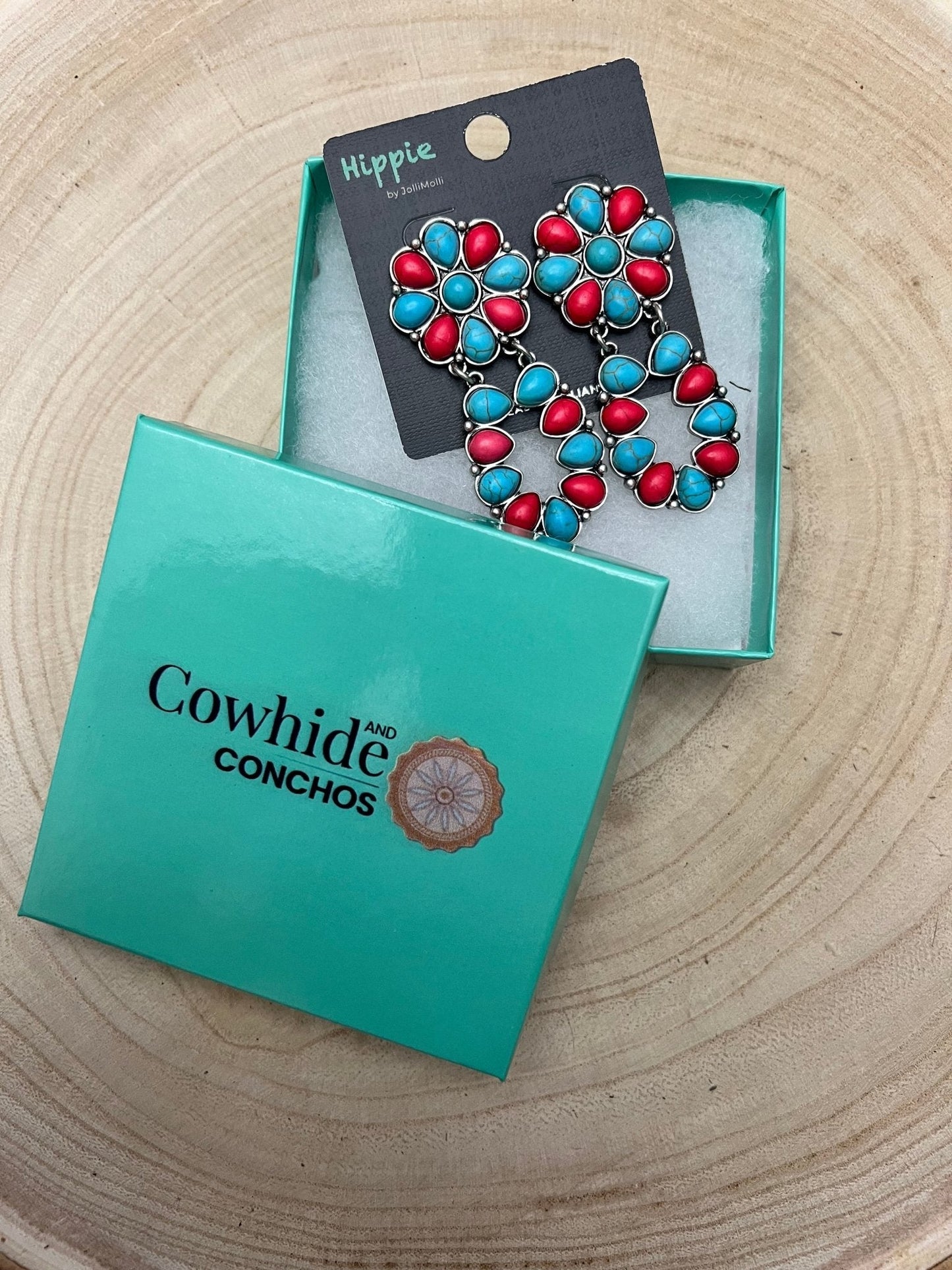 Faux Turquoise and Coral Cluster Post Earrings
