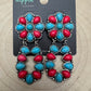 Faux Turquoise and Coral Cluster Post Earrings