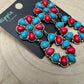 Faux Turquoise and Coral Cluster Post Earrings
