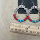 Faux Turquoise and Coral Hoop Earring - 1 3/4 inch drop