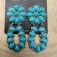 Faux Turquoise Cluster Post Earrings - 2 1/4 inch Statement Size
