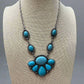 Faux Turquoise Squash Blossom and Earring Set - 18 inch necklace