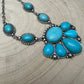 Faux Turquoise Squash Blossom and Earring Set - 18 inch necklace