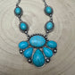 Faux Turquoise Squash Blossom and Earring Set - 18 inch necklace