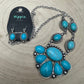 Faux Turquoise Squash Blossom and Earring Set - 18 inch necklace