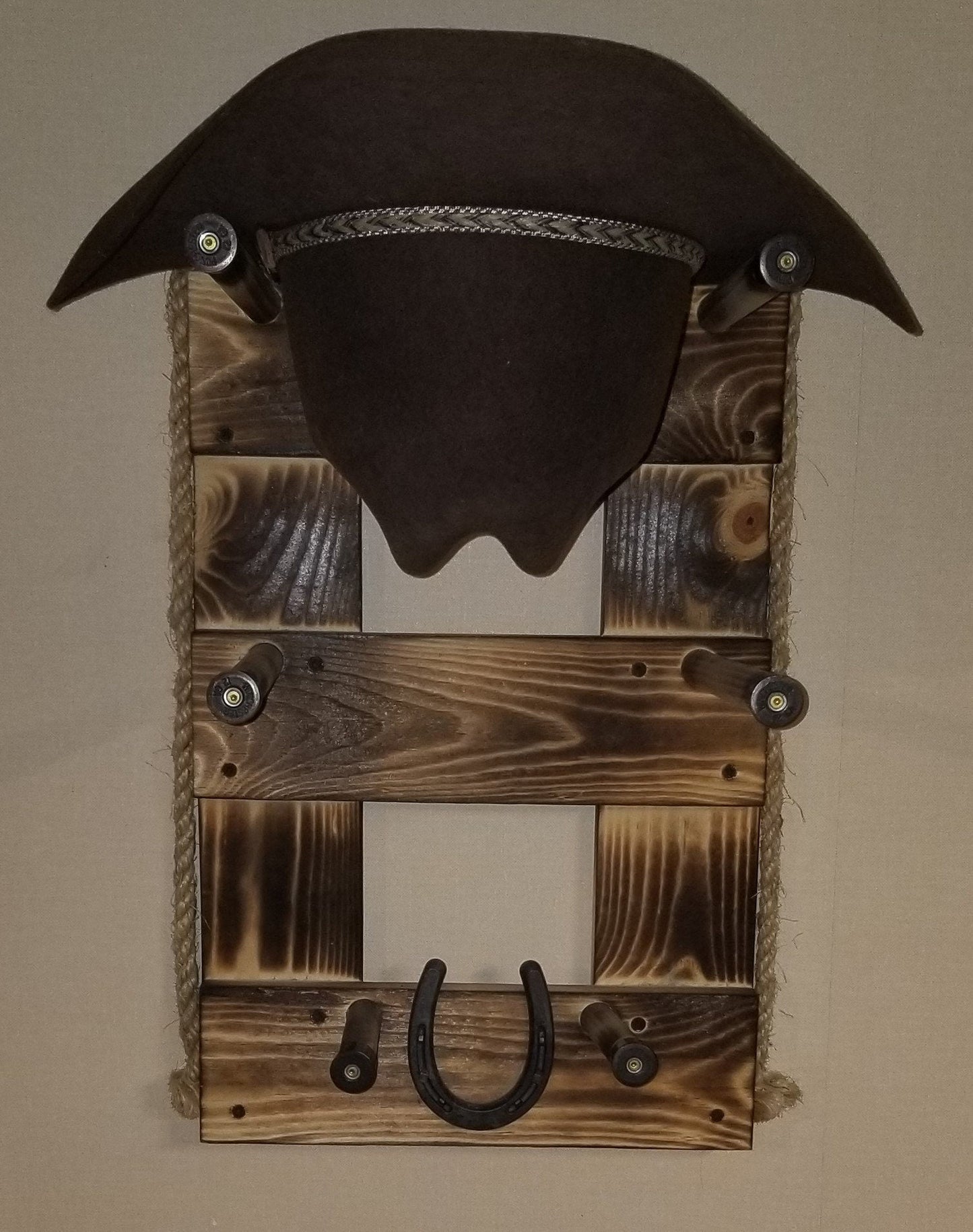 2 Cowboy Hat Rack Vertical | Cowboy Hat Holder | Rustic Western Hat Display | Handcrafted Wooden Organizer | Space-Saving Home Decor | Made in USA
