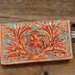 Western wallet zipper closure tooled floral leather turquoise details by Double B Wild Rags