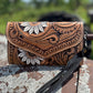 Genuine Western Cowhide Leather Purse and Clutch with white floral painted details a Double B Wild Rags Exclusive