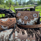 Genuine Western Cowhide Leather Purse and Clutch with white floral painted details a Double B Wild Rags Exclusive