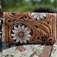 Genuine Western Cowhide Leather Purse and Clutch with white floral painted details a Double B Wild Rags Exclusive
