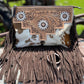 Genuine Western Cowhide Leather Purse and Clutch with white floral painted details a Double B Wild Rags Exclusive