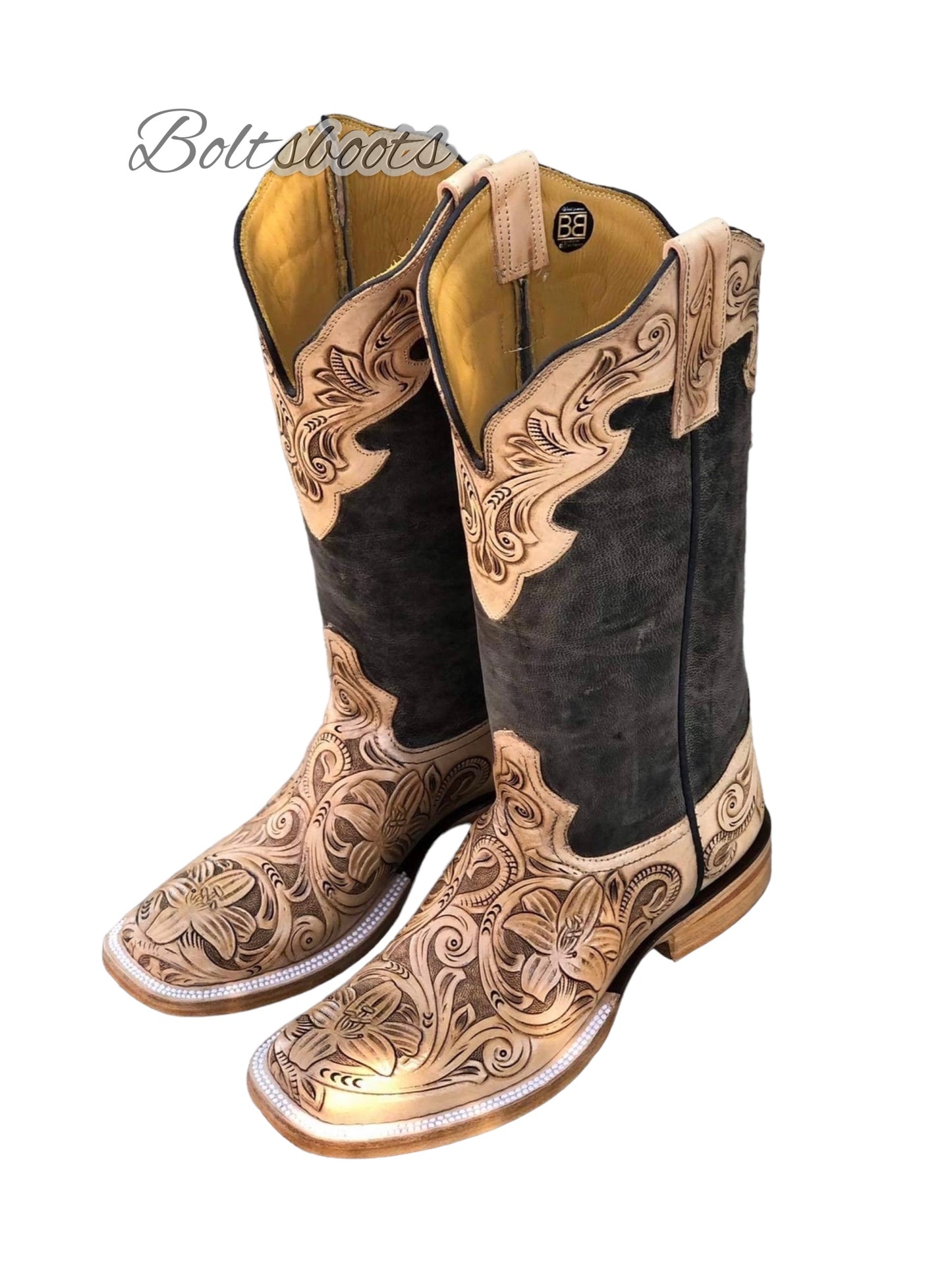 Lilies natural handtooled (( Boltsboots signature))