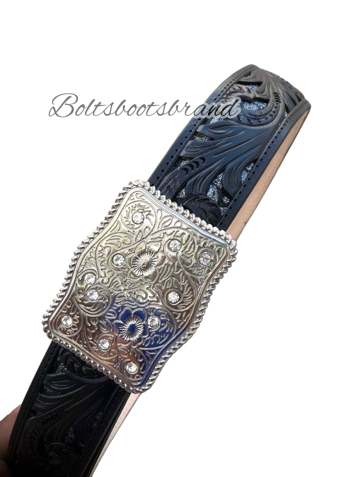 Bad bxtch blackout handtooled belt by Boltsbootsbrand