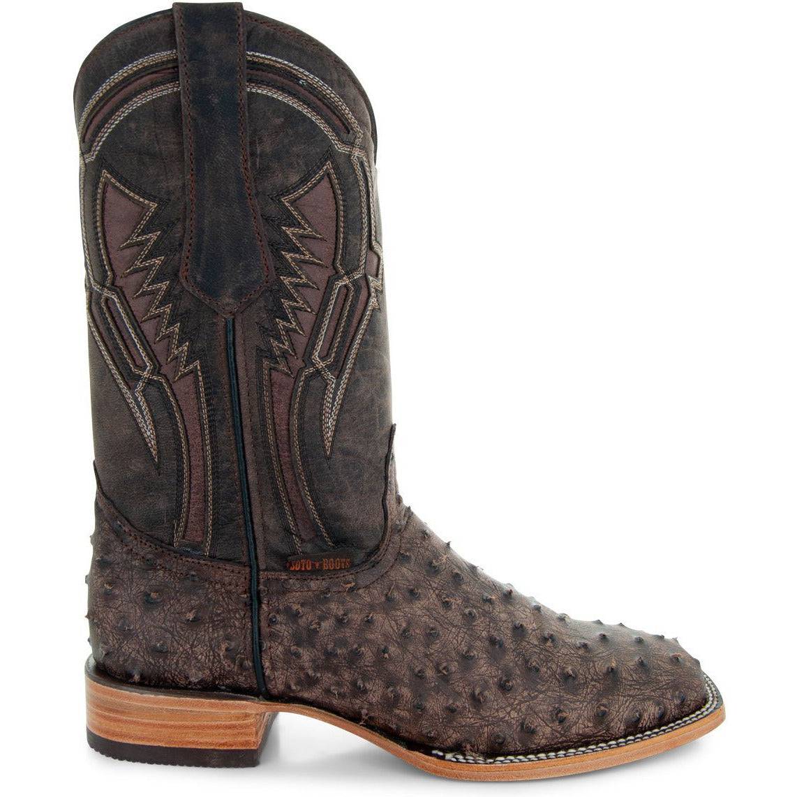 Soto Boots Mens Out of the Wild Brown Ostrich Print Boots H50031