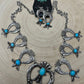 Squash Blossom and Faux Turquoise & Earring Set - 24 inch necklace