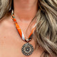 Medallion Pendant on Silk Scarf Necklace
