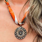 Medallion Pendant on Silk Scarf Necklace