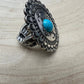 Western Concho and Faux Turquoise Stretch Ring - Statement Size