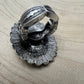 Western Concho and Faux Turquoise Stretch Ring - Statement Size