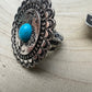 Western Concho and Faux Turquoise Stretch Ring - Statement Size
